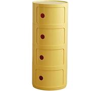 ZUOZHE Componibili Contenitore 2/3/4 Elementi, Comodino Tondo Con Cassetti, Comodino Camera Da Letto, Soggiorno Comodini, Base Tonda, ABS(Light yellow,4 Tier)