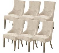 ZUOZHE Moderno Coprisedia con Schienale Alto 6/4/2 Pezzi, Elasticizzato Fodera per Poltroncina con Braccioli Basso, Scandinava Fodera Elastica per Sedia da Ufficio Coprisedie Universali(Beige,6pcs)