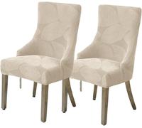 ZUOZHE Moderno Coprisedia con Schienale Alto 6/4/2 Pezzi, Elasticizzato Fodera per Poltroncina con Braccioli Basso, Scandinava Fodera Elastica per Sedia da Ufficio Coprisedie Universali(Beige,2pcs)