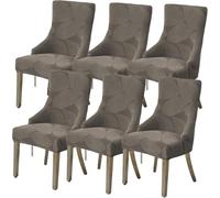 ZUOZHE Moderno Coprisedia con Schienale Alto 6/4/2 Pezzi, Elasticizzato Fodera per Poltroncina con Braccioli Basso, Scandinava Fodera Elastica per Sedia da Ufficio Coprisedie Universali(Coffee,6pcs)