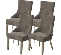 ZUOZHE Moderno Coprisedia con Schienale Alto 6/4/2 Pezzi, Elasticizzato Fodera per Poltroncina con Braccioli Basso, Scandinava Fodera Elastica per Sedia da Ufficio Coprisedie Universali(Coffee,4pcs)