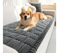 ZUOZHE Paw Cart Couch Cover For Pets, Ultra Soft Plush Quilted Pet Couch Protector, Non Slip Washable Couch Covers For Dogs Cats, Furniture Protector For Home Sofa(Dark Gray,28x83 in)