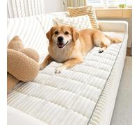 ZUOZHE Paw Cart Couch Cover For Pets, Ultra Soft Plush Quilted Pet Couch Protector, Non Slip Washable Couch Covers For Dogs Cats, Furniture Protector For Home Sofa(White,24x83 in)