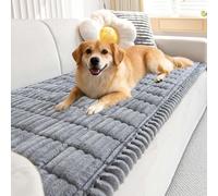 ZUOZHE Paw Cart Couch Cover For Pets, Ultra Soft Plush Quilted Pet Couch Protector, Non Slip Washable Couch Covers For Dogs Cats, Furniture Protector For Home Sofa(Light Gray,28x71in)
