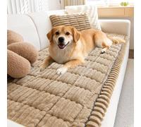 ZUOZHE Paw Cart Couch Cover For Pets, Ultra Soft Plush Quilted Pet Couch Protector, Non Slip Washable Couch Covers For Dogs Cats, Furniture Protector For Home Sofa(Khaki,24x48 in)