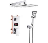 ZUOZUIYQ Chrome Bathroom Digital Display Shower Faucet Set Rainfall Shower LCD 2-Way Mixer Tap Bathtub Shower System Bath Shower Mixer-20 inch Set,8 inch Set,Sprinkler Beauty Comes