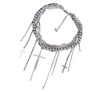 ZUOZUIYQ Elegante Collana a Catena per Perle in Finto con Nappine a Sospensione per Donne per Donne alla Moda clavicola