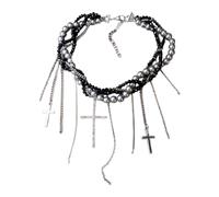 ZUOZUIYQ Elegante Collana a Catena per Perle in Finto con Nappine a Sospensione per Donne per Donne alla Moda clavicola
