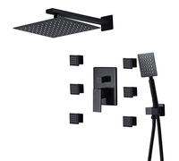 ZUOZUIYQ Full Body Shower System Matt Black, 10 Inches Rain Shower Faucet Set with 6 Body Sprays & Hand Shower, 3-Function Rain Mixer Shower Set,C A Beauty Comes