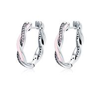 ZUOZUIYQ Gioielli,Autentici Orecchini a Cerchio in Argento Sterling 925 Rosa e Trasparente CZ Twist of Fate Orecchini Donna
