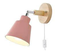 ZUOZUIYQ Lampade da Parete Applique Rotazione Legno Metallo in Applique da Parete Apparecchio di Illuminazione a Parete per Soggiorno Lettura sul Comodino (Rosa)