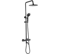 ZUOZUIYQ Matte Black Bathroom Faucet Shower 3 Way Thermostatic Twin Head Set 8 inch Round Style Rainfall Handheld Shower Kit,Sprinkler Beauty Comes