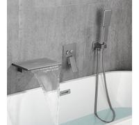 ZUOZUIYQ Miscelatore Vasca da Bagno a Cascata Miscelatore Vasca da Bagno a Cascata Spazzolato con Doccia Soffione Doccia a Parete e Set di Tubi Flessibili per rubinetti da Bagno-Piccolo