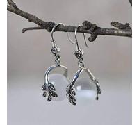 ZUOZUIYQ Orecchini da Donna, Orecchini a Goccia Stile Cinese S925 Orecchini a Foglia retrò Tailandese Orecchini Donna Opale Sintetico Rubinetti per la casa