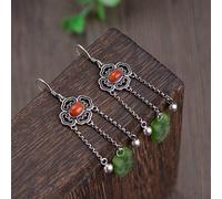 ZUOZUIYQ Orecchini da Donna, Orecchini a Goccia Stile Cinese S925 Orecchini di Diaspro Blu Bruciato retrò Donna Stile Etnico Orecchini di nefrite Blu Bruciato Tailandese Blu Bruciato Rubinetti per la