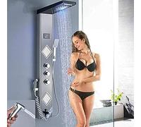 ZUOZUIYQ Pannello da Doccia per Bagno a Cascata piovana Colonna con Display Digitale idroelettrico e miscelatori per Doccia a 6 funzionalità Bidet