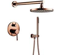 ZUOZUIYQ Rose Finish Solid Brass Shower Diverter Valve Faucet Set with 12 inch Round Shower Head Bathroom Wall Shower Kit Beauty Comes