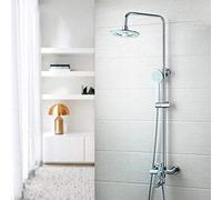 ZUOZUIYQ Set di rubinetti per Doccia palmari con soffione Doccia Rotondo Cromato da 8 Pollici per Bagno, Set di doccette in plastica con Miscelatore per Vasca