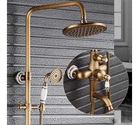 ZUOZUIYQ Set Doccia Classico Rubinetto per Doccia da Bagno 8 Ottone Antico Regolare l'altezza nella Parete Doccia Bagno Doccia Set Completo