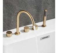 ZUOZUIYQ Set Doccia Set Miscelatore Doccia Vasca 5 Fori Set Miscelatore Vasca con Doccetta Estraibile Miscelatore Doppia Leva con Bocca Girevole A 360° con Soffione, C Spazzolato