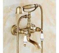 ZUOZUIYQ Set Rubinetto per Doccia Rubinetto Miscelatore Decoro in Bronzo Antico Rubinetto per Doccia per Vasca da Bagno a Parete in Ottone ceramico Gru per Rubinetto per Vasca da Bagno