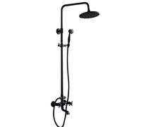 ZUOZUIYQ Shower Head -PE Antique Shower Faucet Black Bathroom Shower Set Shower Head 2 Handles Wall Mounted Ceramic Style Shower System Bathtub Mixer Tap,B A Beauty Comes