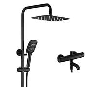 ZUOZUIYQ Shower Head -PE Rain Shower System ThermosShower Combo Set Wall Mounted Black Bathroom Shower Faucet Set with Rainfall Shower Head, Handheld Shower, Swivel Tub Spout Beauty Comes