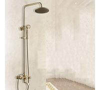 ZUOZUIYQ Shower Set 10 inch Round Top Retro And Cold Shower Set Shower Faucet 3 Modes Double Lifting Water Supply Beauty Comes