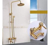 ZUOZUIYQ Shower Set And Cold Shower Set 10 inch Round Top Spray Brass Shower Faucet 3 Modes Double Lifting Water Supply Bath Beauty Comes
