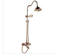 ZUOZUIYQ Shower Set Double Lift 10 inch Round Top Spray And Cold Shower Set Brass Shower Faucet 3 Modes Bronze Water Supply Beauty Comes