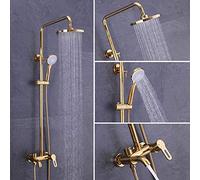 ZUOZUIYQ Shower Set European Metal Stainless Steel Bathroom Shower Set 3 Function Liftable And Pressurized Thermostatic Faucet Round Top Spray Fixed Show Beauty Comes