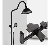 ZUOZUIYQ Shower Set Household Brass Shower Faucet Hot And Cold Shower Set 20cm Round Top Spray 3 Modes Lift Black Water Supply Beauty Comes