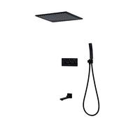 ZUOZUIYQ Shower Set Plated Dark Shower Sprinkler Wall-Mounted Hot And Cold Flying Rain Lift Bar Shower Set 500mm Canopy Top Spray Three Functions Beautiful Practical Beauty Comes