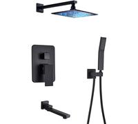 ZUOZUIYQ Shower Set Shower System ConceaShower Faucet Set Wall Mounted Shower Mixer Taps Set with Hand Shower And Rainfall Shower Head Advanced Air Injection Technology Matte Black,16 inch Beauty