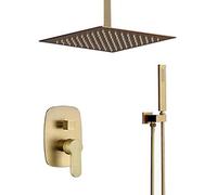 ZUOZUIYQ Shower System, Bathroom Luxury Brushed 10 inch Ceiling Rainfall Shower System Mixer Set, System Luxury Shower Set Beauty Comes