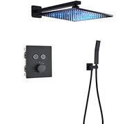 ZUOZUIYQ Shower System ConceaThermostatic Shower Mixer Set Wall Mounted Matte Black Anti Scald Shower Set with Hand Shower And Rainfall Shower Head Advanced Air Injection Technology Beauty Comes