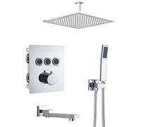 ZUOZUIYQ Thermostatic Bathroom Shower Faucet Rainfall Shower Head Wall Mounted Bathtub Mixer Tap Bath Shower Set Wall Chrome-2-Way-16-inch Wall,3-Way-12-inch Ceiling Beauty Comes