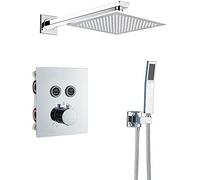 ZUOZUIYQ Thermostatic Bathroom Shower Faucet Rainfall Shower Head Wall Mounted Bathtub Mixer Tap Bath Shower Set Wall Chrome-2-Way-16-inch Wall,2-Way-16-inch Wall Beauty Comes