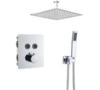 ZUOZUIYQ Thermostatic Bathroom Shower Faucet Rainfall Shower Head Wall Mounted Bathtub Mixer Tap Bath Shower Set Wall Chrome-2-Way-16-inch Wall,2-Way-12-inch Ceiling Beauty Comes