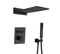 ZUOZUIYQ Thermostatic Shower System ConceaShower Faucet Set with Brass Handheld Sprayer And 2 Modes Rain Shower Head Shower Combo Set with Embedded Box Tub And Shower Trim Kit,Black Beauty Comes