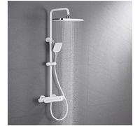 ZUOZUIYQ Thermostatic Shower System White, Rainfall Shower Head with Handheld Spray, Wall Mounted Bathroom Shower Faucet Set with Waterfall Tub Spout And Dual Shower Head, Exposed Shower Mixer