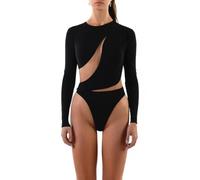 ZUOZUIYQ Vedi Attraverso Pagliaccetti Patchwork a Rete Tuta da Donna Manica Lunga Streetwear Tuta Attillata Magliette Tubino Sottile Femminile