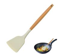 Zuppa in silicone Kelle-non-Stick, aiutanti in cucina spatola | Cucchiaio in legno resistente al calore per servire, mescolare, cucinare, grigliare, spatola con manico in legno per cucina e maggio