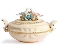 Zuppiera con coperchio servizio da tavola porcellana Italiana Capodimonte e oro