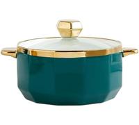 Zuppiera in Porcellana, Zuppiera Rotonda con Coperchio in Vetro Ciotola da Zuppa in Ceramica con Manico per La Decorazione della Cucina Domestica del Ristorante, Forno A Microon, Green, 1 litres