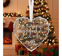 zurabini Regalo di fidanzamento rotondo per coppie, ricordo personalizzato in cristallo con design romantico, ornamento 2025 Just Married, per anniversario di matrimonio, Natale, sposi novelli