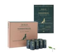 ZURAS - Sacchetti biodegradabili per escrementi di cani senza profumo a base vegetale, 315 sacchetti per escrementi, 21 rotoli, 23 cm x 33 cm, DIN EN 13432, OK compost Home, compostabili
