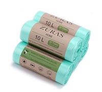 ZURAS Sacchetti per rifiuti biologici da 10 litri, 150 pezzi, compostabili, biodegradabili, a base vegetale, certificati DIN EN 13432, impermeabili e antistrappo