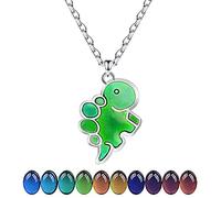 Zuremid Collana con ciondolo a forma di cuore che cambia colore, con rilevamento della temperatura, con farfalla, tartaruga, luna, stella, umore, dinosauro, per donne, uomini, adolescenti, amici