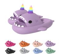 Zureto Unicorn Shark Slides, 2024 New Shark Slippers Glow in The Dark, Super Soft EVA Material Comfortable Sandals, Viola, 46/47 EU